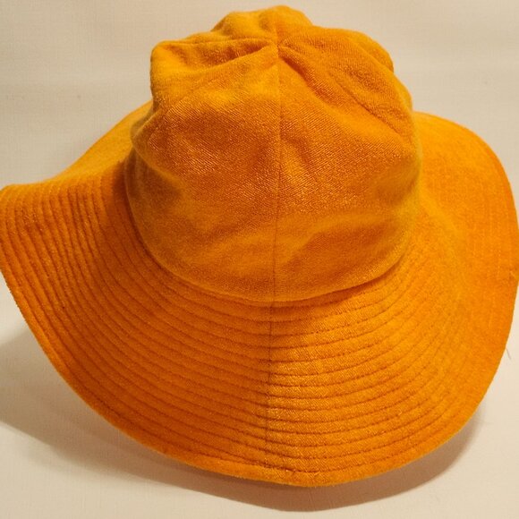 FUN MUDD Headware Orange and White Sun Hat Bucket Hat Wide Brim OS Terrycloth - Picture 2 of 8